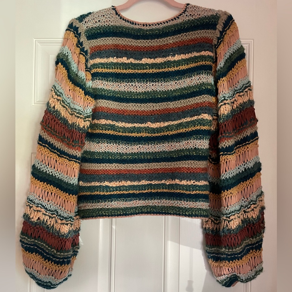 Ulla Johnson Electra Earth Tones Multicolor Striped Chunky Knit Boho Sweater - Picture 8 of 15